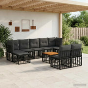 Set di divani da esterno 10 pcs Nero e Grigio scuro Poliestere 3437559