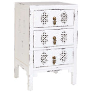 Mesita de madera con 3 cajones blanco 45x36x70