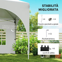 Gazebo da Giardino Pieghevole 3x6 m con Pareti Rimovibili e Borsa di Trasporto Bianco