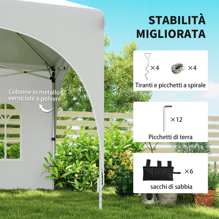 Gazebo da Giardino Pieghevole 3x6 m con Pareti Rimovibili e Borsa di Trasporto Bianco
