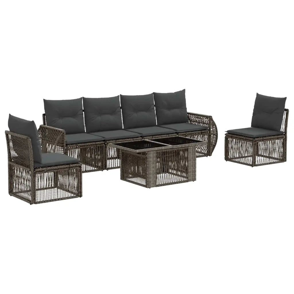 Set Divano da Giardino 7 pz Grigio e Grigio Scuro polyrattan 3436925