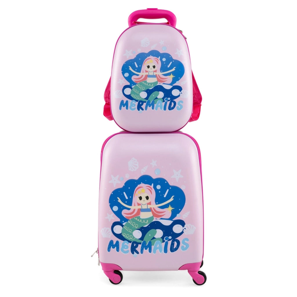 Set di bagagli a mano con ruote per ragazzi e ragazze, Set di valigie rotanti portatili e leggeri da viaggio Colorato-Bagagli e borse