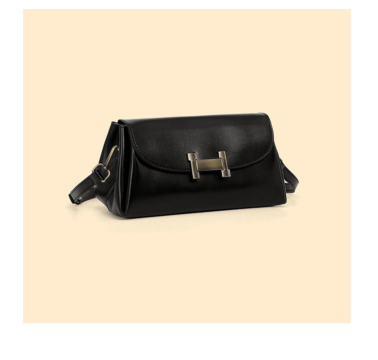 Borsa a tracolla da donna in vera pelle nera