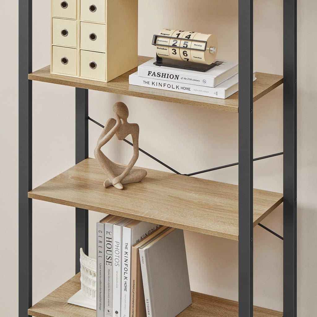 Libreria Valora | Scaffale espositivo e portaoggetti a 5 ripiani in rovere Sonoma