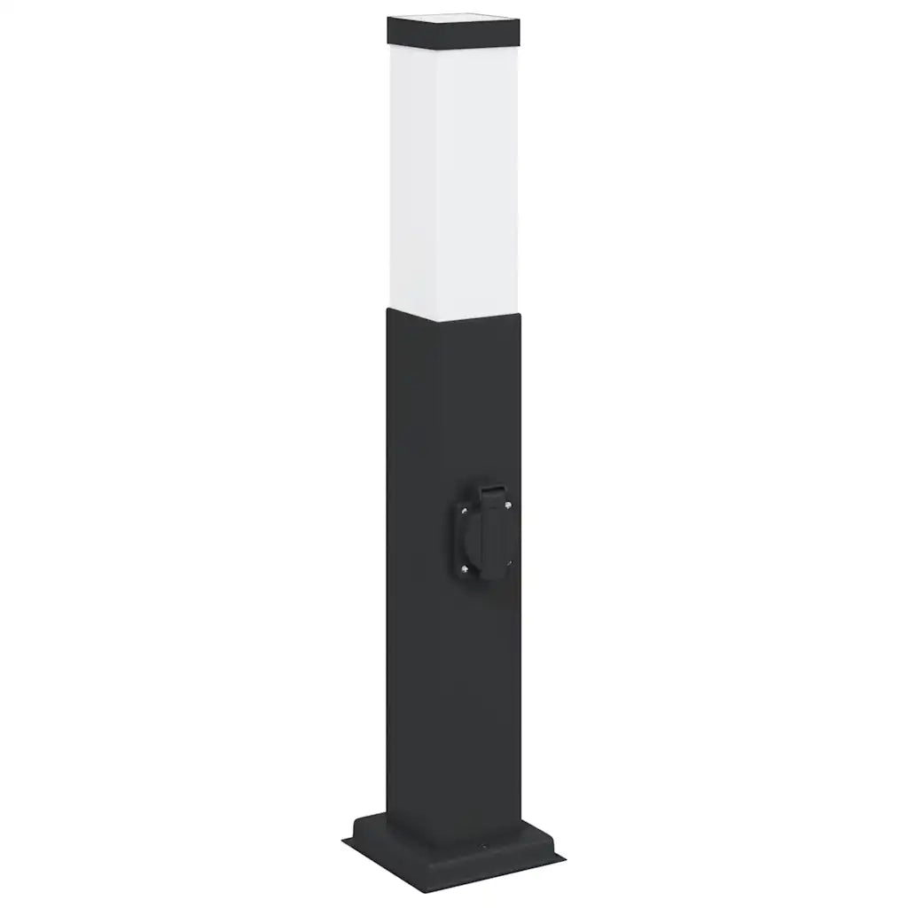 Lampada a paletto con presa elettrica 50 cm Nera IP44 4006083