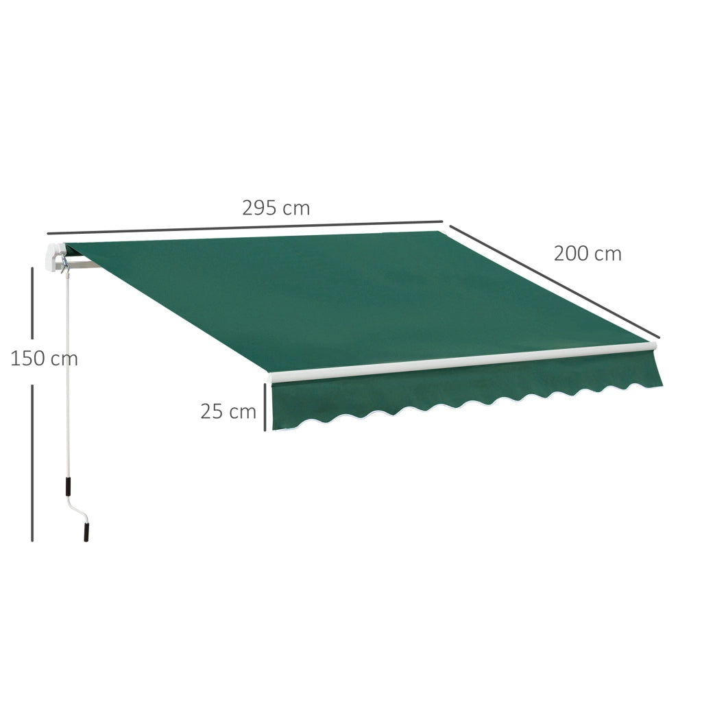 Tenda da Sole 3x2 m ¨C zephmum ¨C Verde, Alluminio, Acciaio, Poliestere