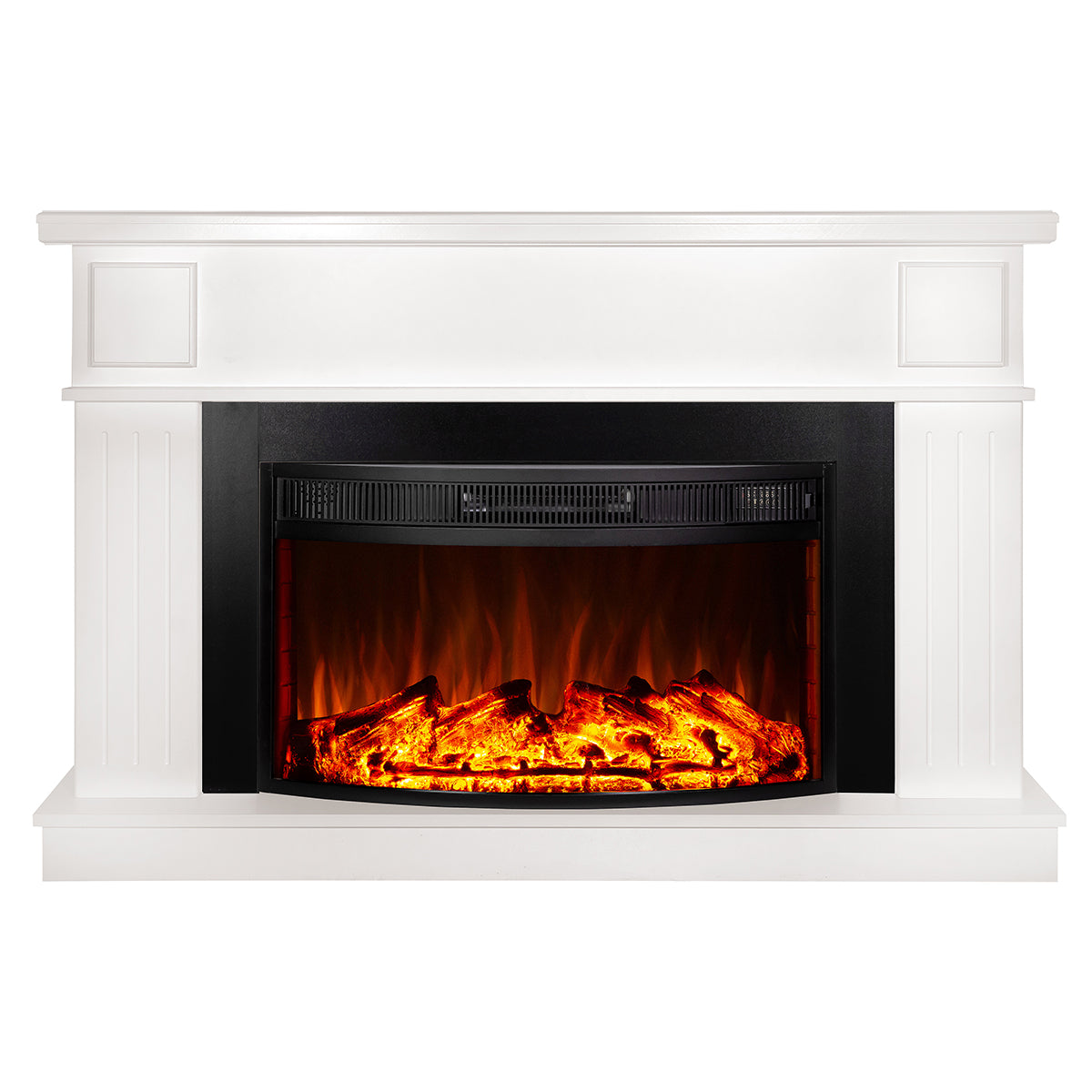 Camino Elettrico da Pavimento 95x145x30 cm Effetto Fiamma 1850W Marina xl & Elbrus Bianco/nero