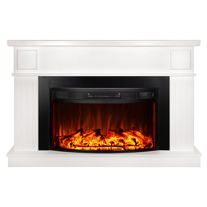 Camino Elettrico da Pavimento 95x145x30 cm Effetto Fiamma 1850W Marina xl & Elbrus Bianco/nero