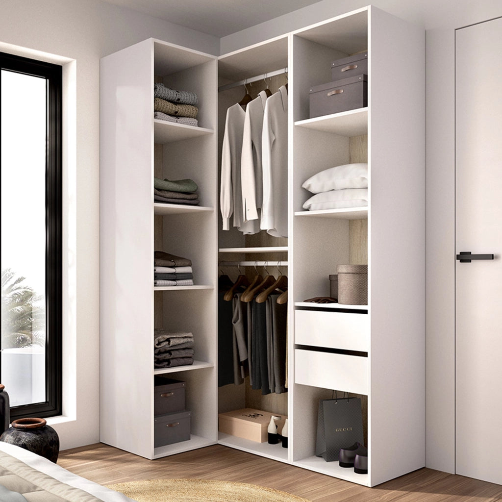 Armadio Camera da Letto Poyner, Guardaroba Grande Modulabile, 85x205h cm Bianco