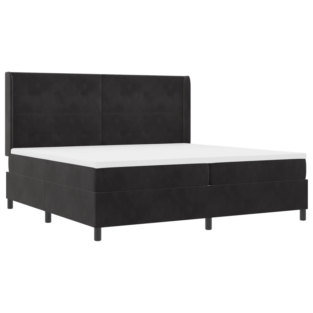 Letto Box Spring con Materasso Nero 200x200 cm Velluto