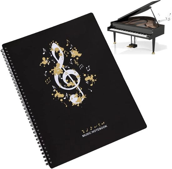 Map per documenti in formato A4, contenitore per archiviazione 30 posizioni, chiusura con chiave/chiusura in plastica, mappa del palco per musicisti e band, mappa della tastiera bianca.