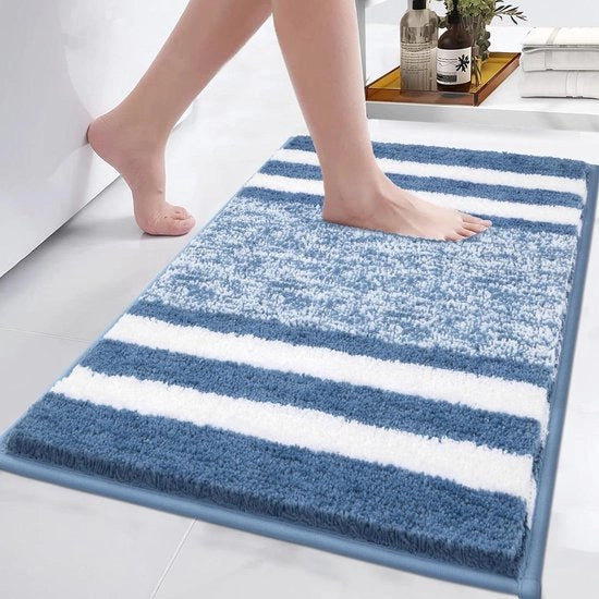 Tappeto per bagno 45 x 65 cm lavabile antiscivolo morbido assorbente microfibra spazzola blu