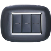 Trade Shop - Placca Oval 3 4 6 Moduli Colore Nero Compatibile Con Bticino Axolute -  -3 Fori     -