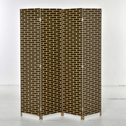 Paravent Pieghevole 4 Ante ¨C zephmum ¨C Legno di Pioppo Fibra di Carta Intrecciata Colore Cioccolato Paglia 180x180 cm