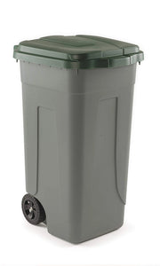 BIDONE IMMONDIZIA CARRELLATO 'OTTANTA' Lt. 80 - grigio/coperchio verde  - MOBIL PLASTIC