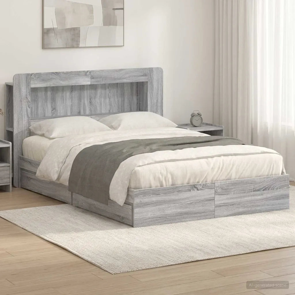 Telaio del letto con storage Sonoma grigio 140 x 200 cm