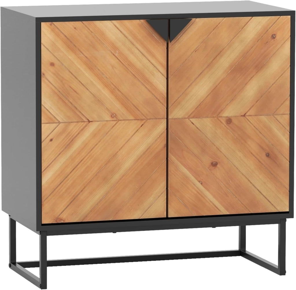 Armadio a buffet a 2 ante in legno con gambe in metallo e protezione antiribaltamento, credenza indipendente per sala da pranzo, soggiorno, ingresso (bianco)