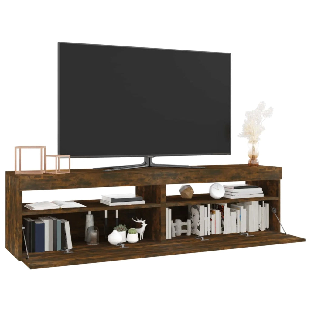 Mobile Porta TV con Luci LED 2pz Rovere Fumo 75x35x40 cm 815124