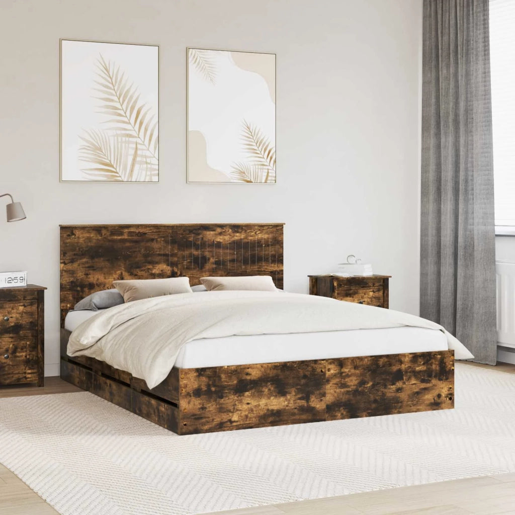 Struttura del letto con cassetto Rovere fumé 160 x 200 cm