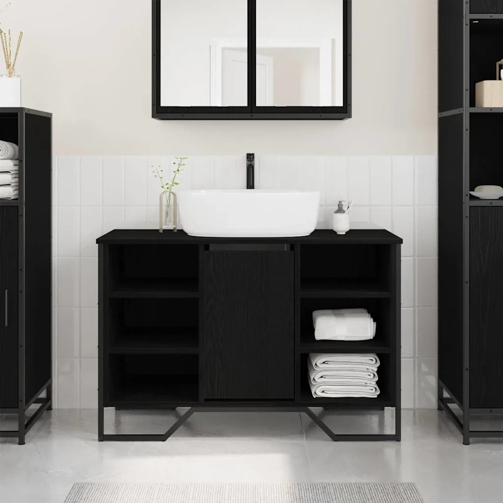 Armadio per Lavabo da Bagno Rovere Nero 91 x 35 x 60 cm 869185
