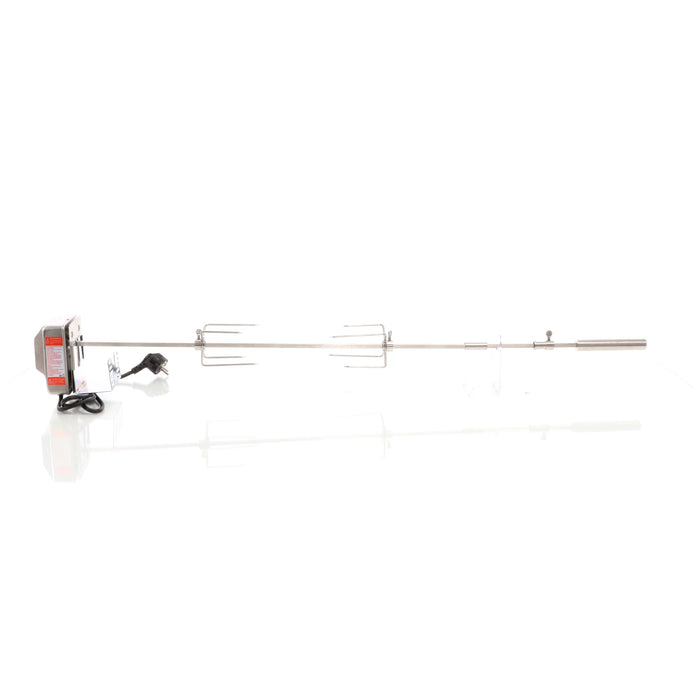 Girarrosto da barbecue 97 cm 230 V, Spiedo in acciaio inox con 2 forchettoni carne