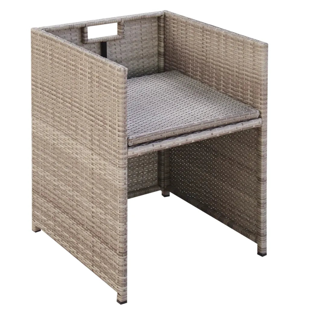 Set da Pranzo da Giardino 13 pz con Cuscini in Polyrattan Beige 42558