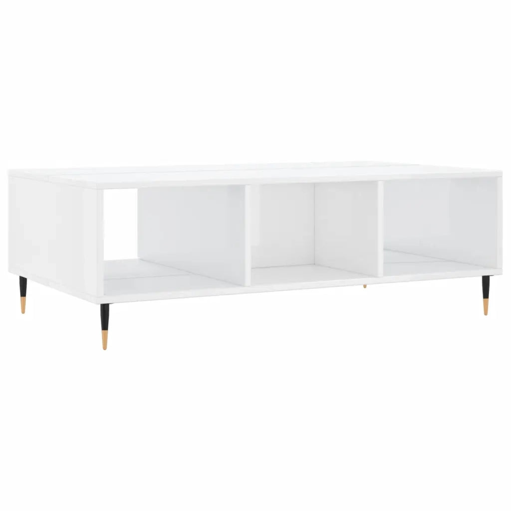 Tavolino da salotto | Tavolino da caff¨¨ | Tavolino da Soggiorno Bianco Lucido 104x60x35cm Legno Multistrato