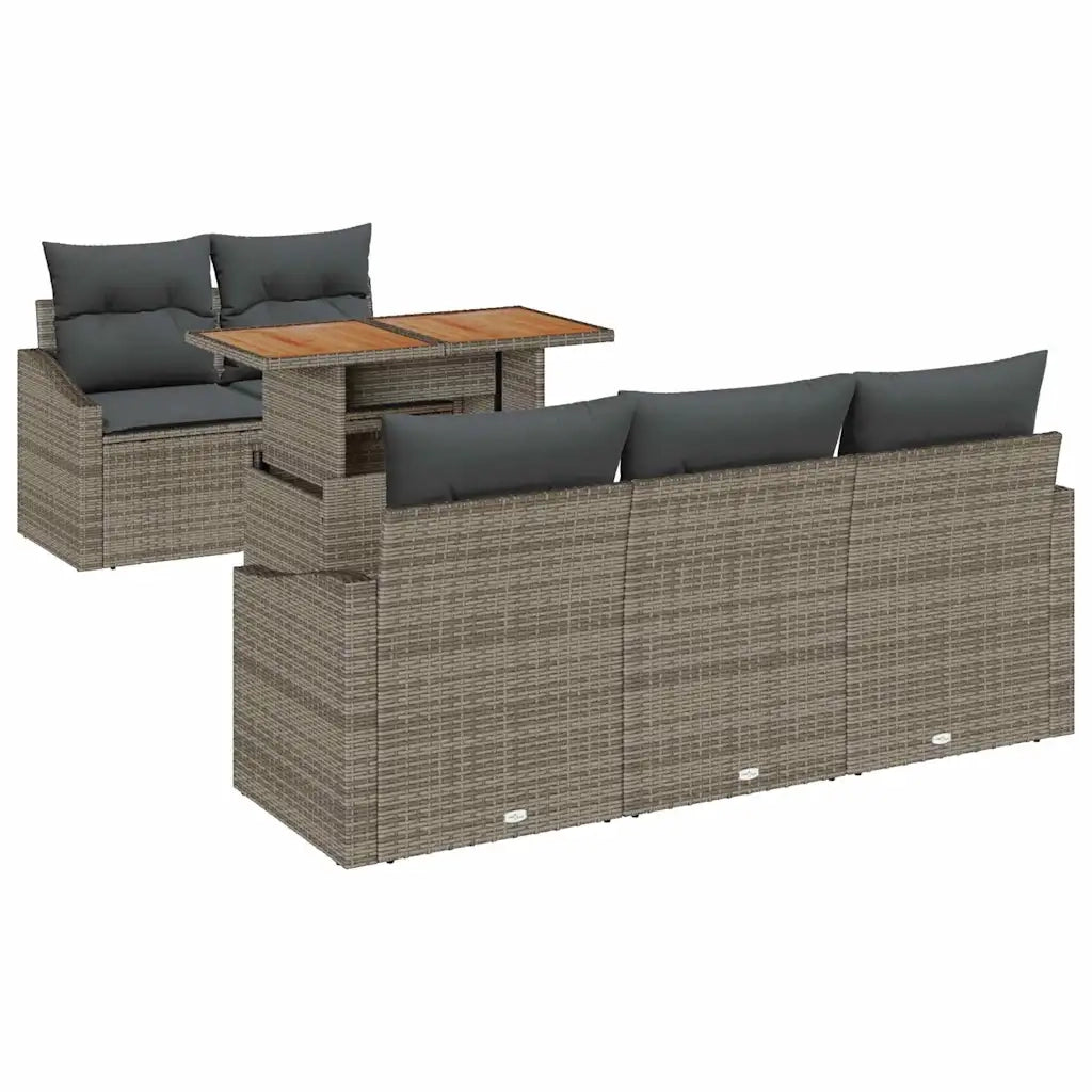 Set Divano da Giardino 6 pcs Grigio Poly Rattan 3358512