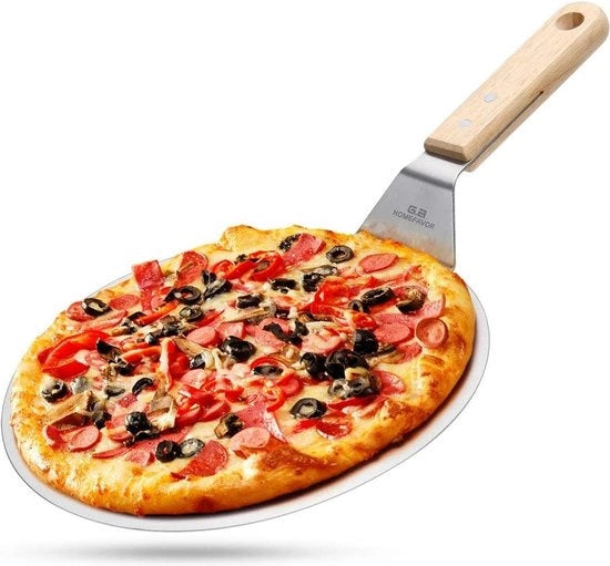Spiedino per pizza - Spatola per pizza a forma rotonda - con manico - BBQ e forno - qualità premium
