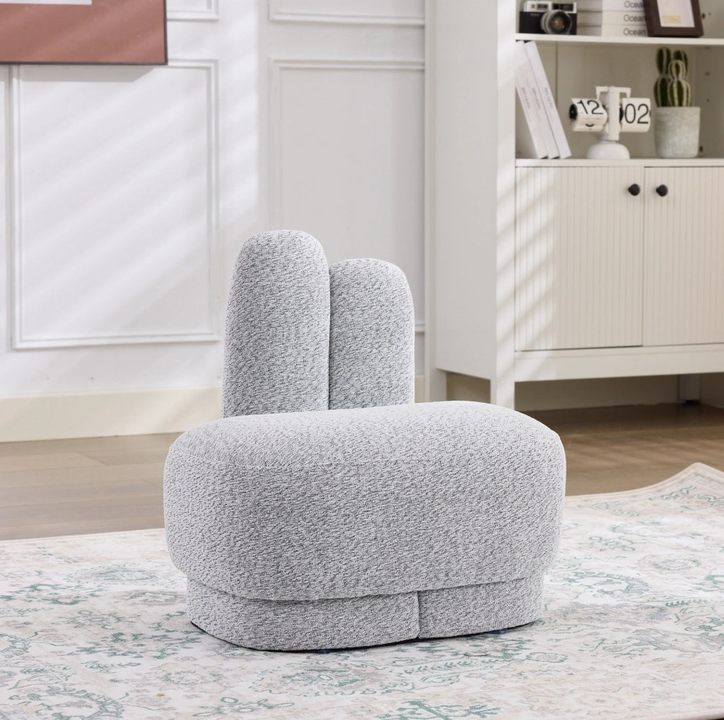 Pouf poggiapiedi a forma di coniglio in tessuto morbido; antique grey white