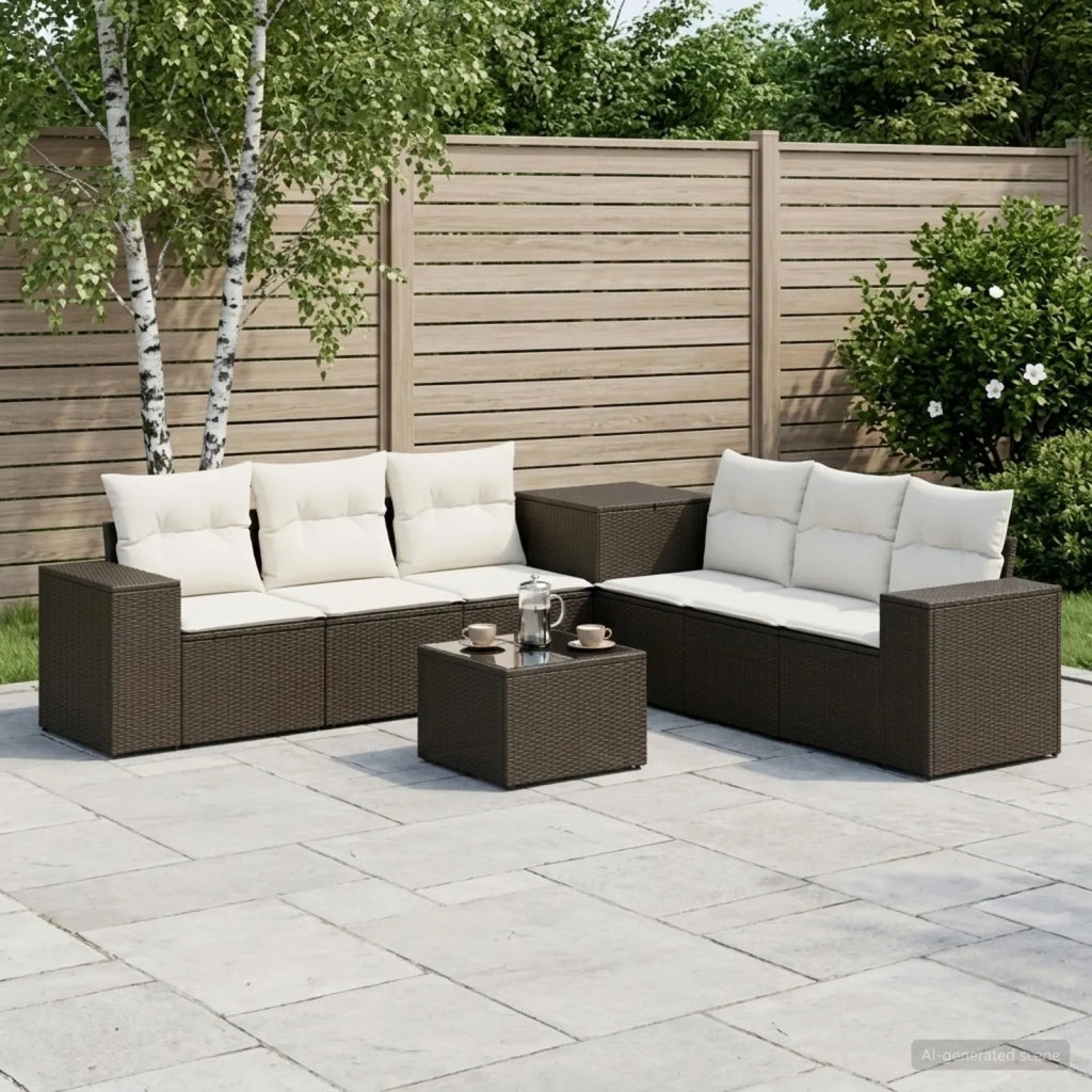 Set di divani 8 pz Nero e Bianco Crema 3448477