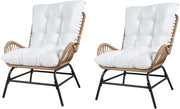 Poltrona da Giardino in Rattan PE, Sedia Relax con Cuscino Imbottito, Portata 180 KG, Sedile Ampio, Schienale e Braccioli, Poltrona Ergonomica per Balcone, Terrazza, Patio, Salotto (2,Bianco)