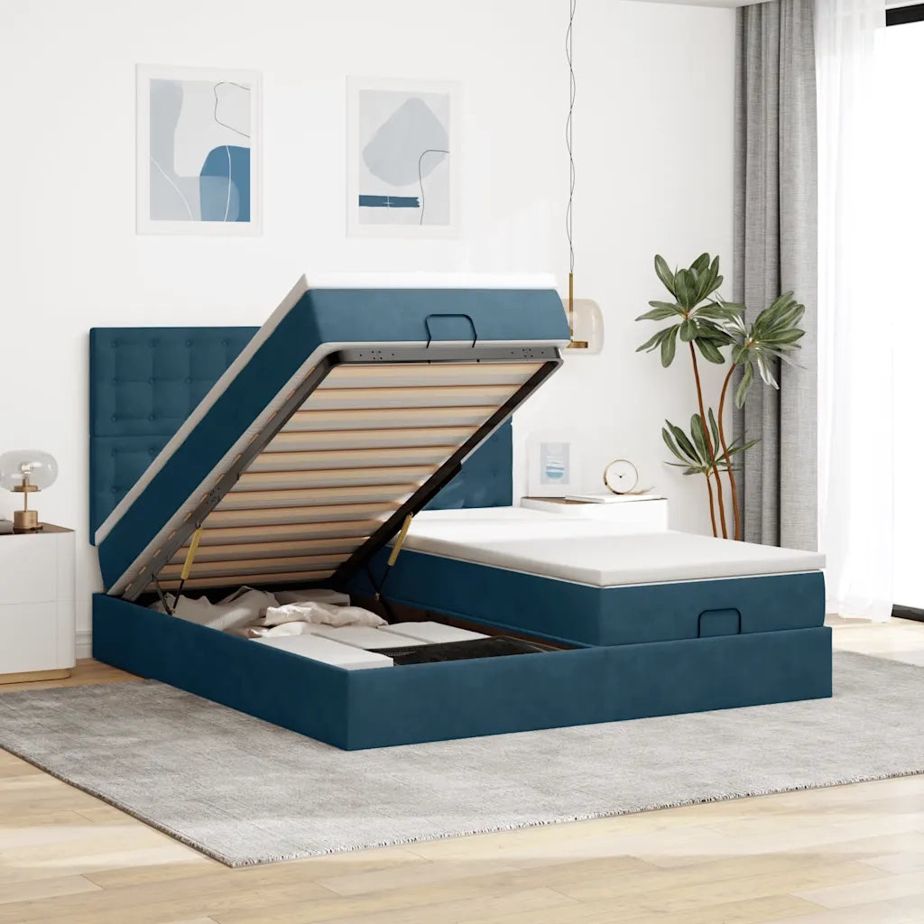 Struttura Letto Pouf con Materassi 180x200 cm Velluto 3314661