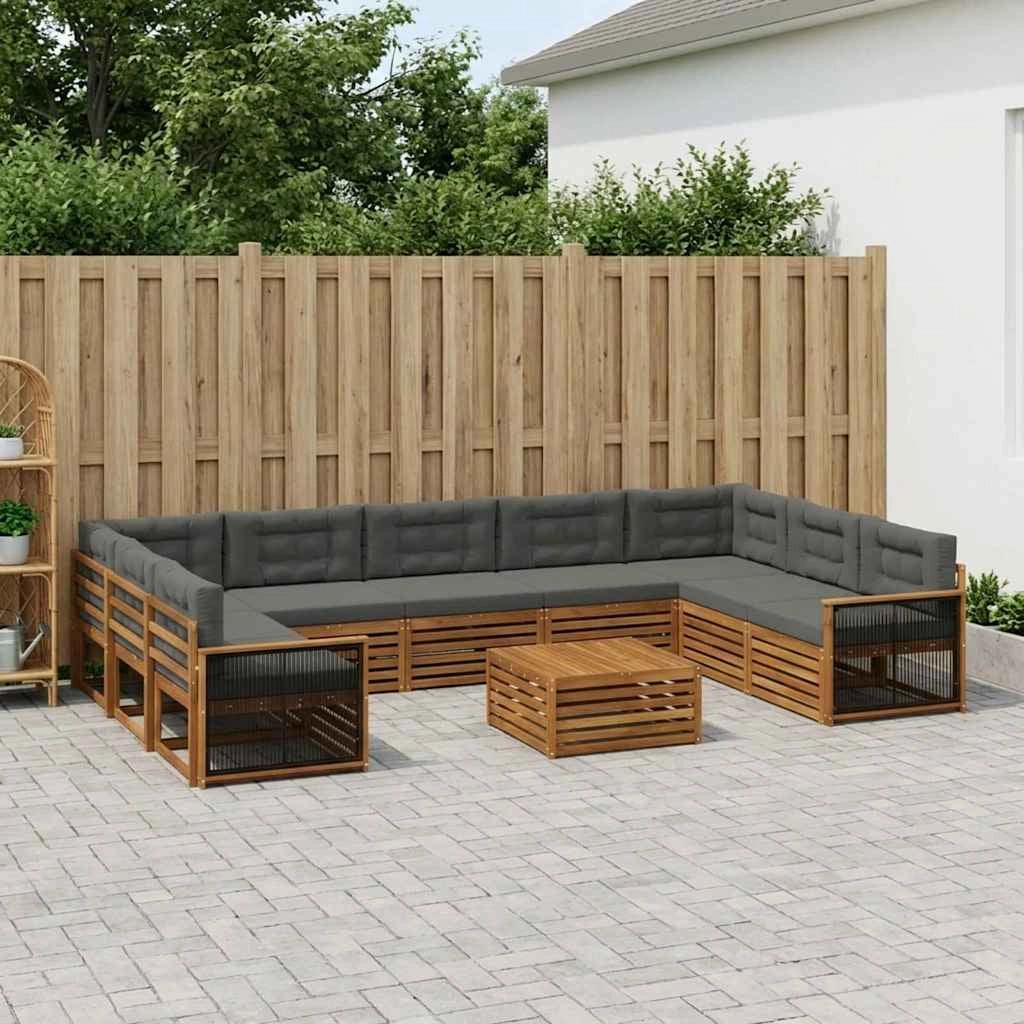 Set di divani da esterno 10 pz Naturale e Antracite 3383865