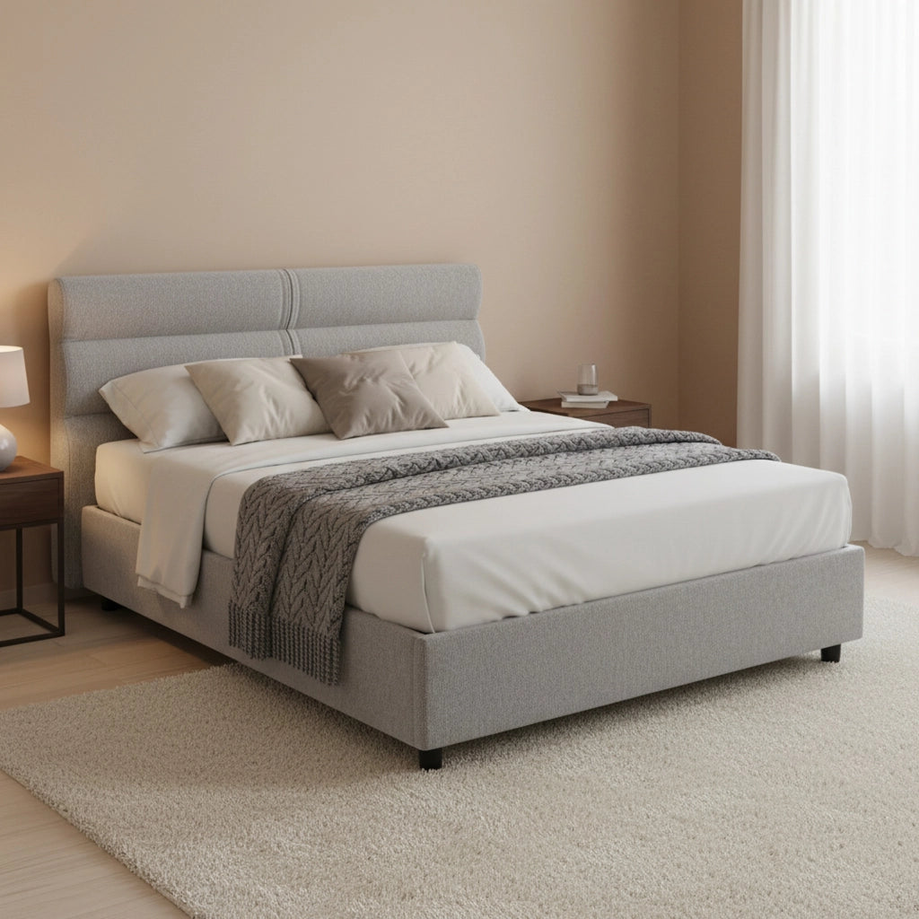 Brinzio, Letto Piazza e Mezza Materasso Incluso Made in Italy, Grigio