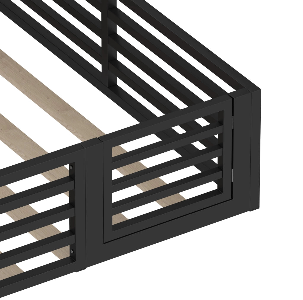 LETTO a sponde 140x200 cm Nero in Metallo e MDF con LED