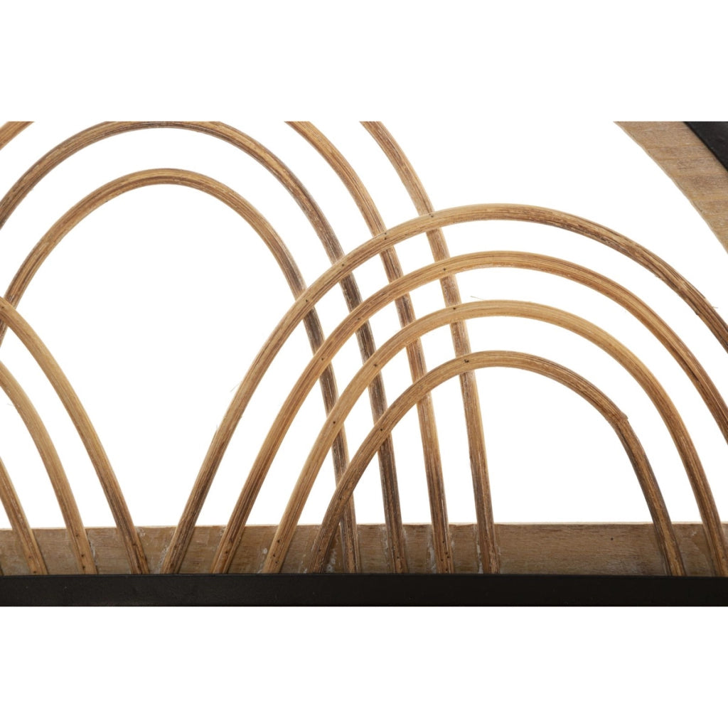 Mensola Oporto con appendiabiti in ferro, legno e rattan — 46x15,5x30 cm