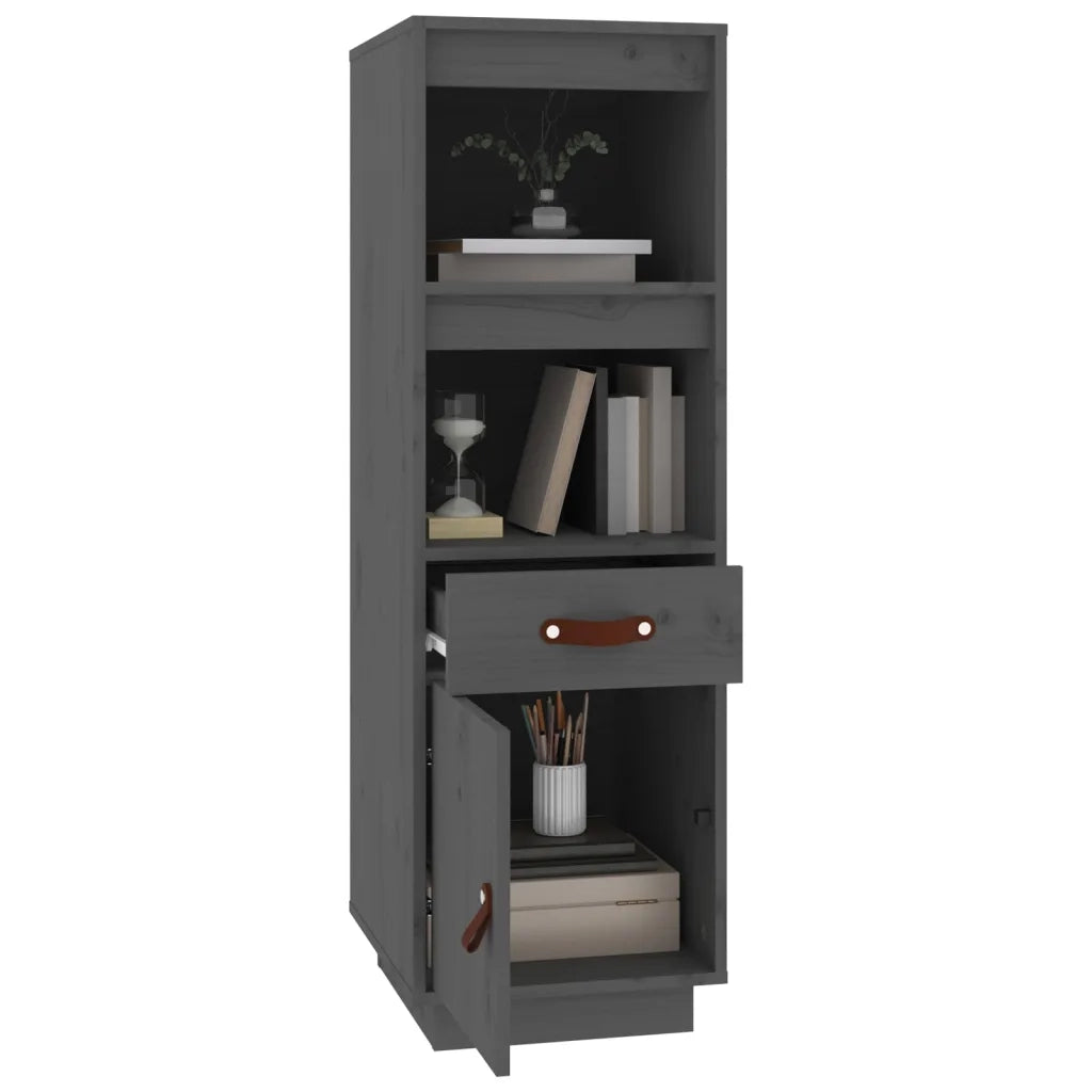 Credenza Grigia 34x40x108,5 cm in Legno Massello di Pino 820154