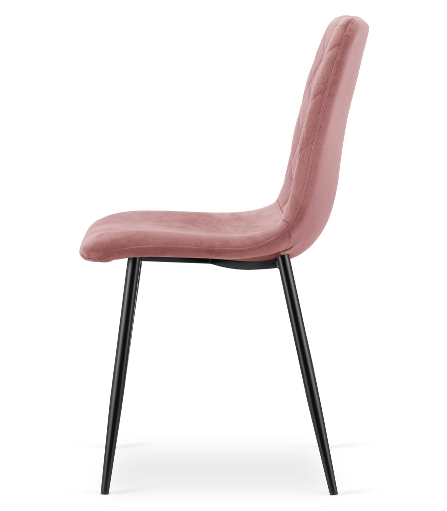 Sedia VALORA TURIN - Velluto rosa con gambe nere x 4