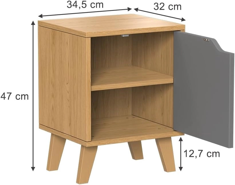 Comodino Malu, Rovere/antracite, 2 parti