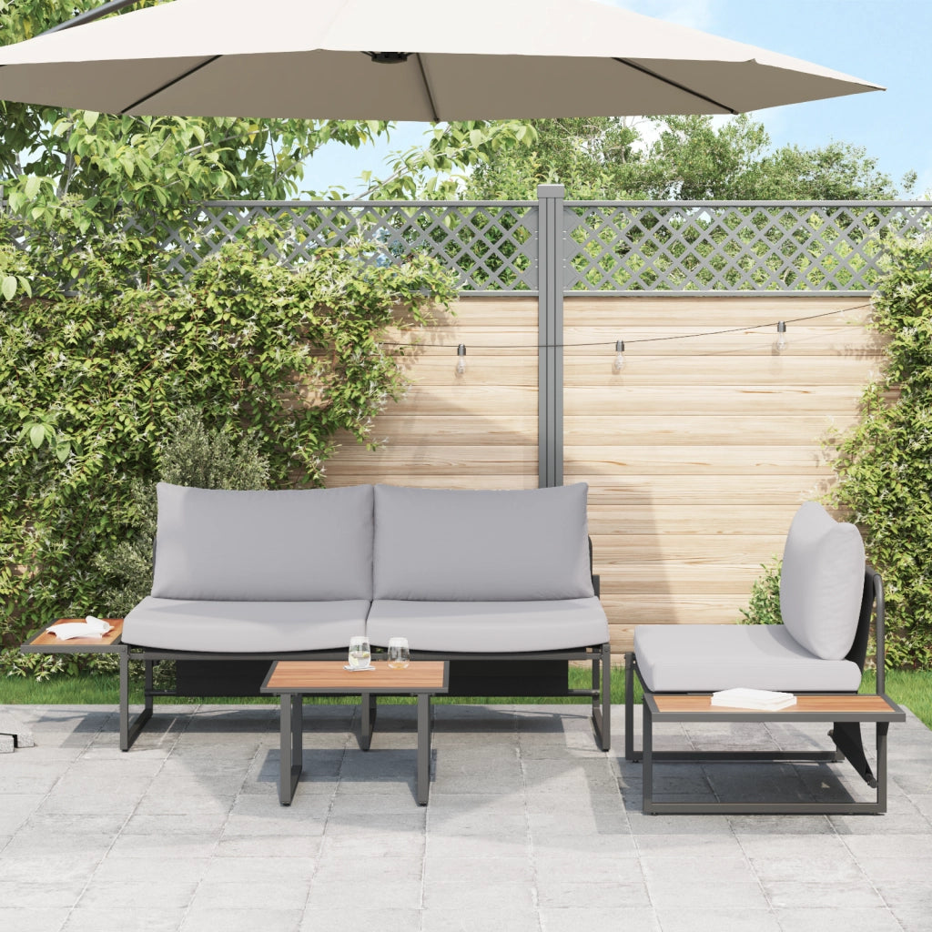 Set da giardino in 3 pezzi di  con cuscini grigio chiaro