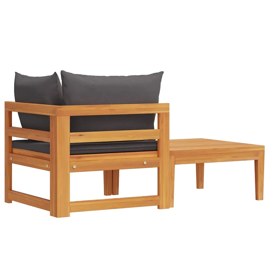 Salotto da Giardino-Set Divani Giardino 2 pz con Cuscini Grigio Scuro Legno Acacia 360585