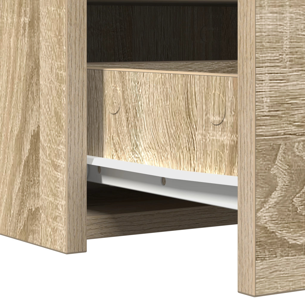 Tavolo da Toeletta a Muro con Luci LED Rovere Sonoma