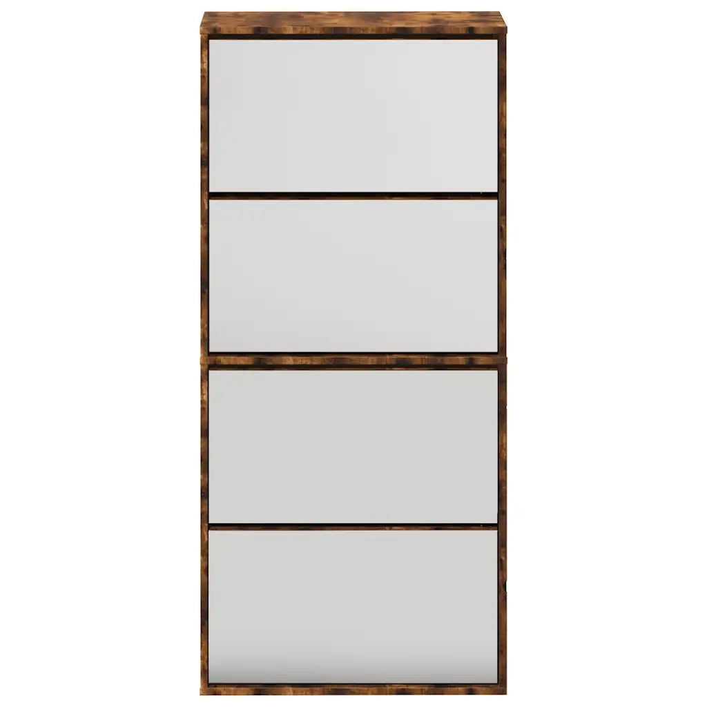 Scarpiera con Specchio a 4 Livelli Rovere Fumo 63x17x134 cm 3228277