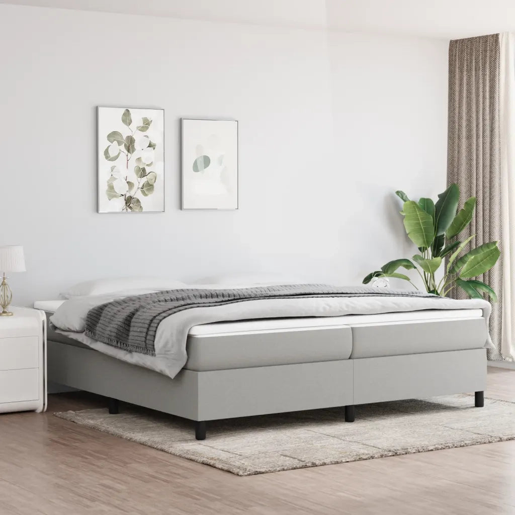 Struttura Letto a Rete a Molle Grigio Chiaro 200x200 cm Tessuto 3120886