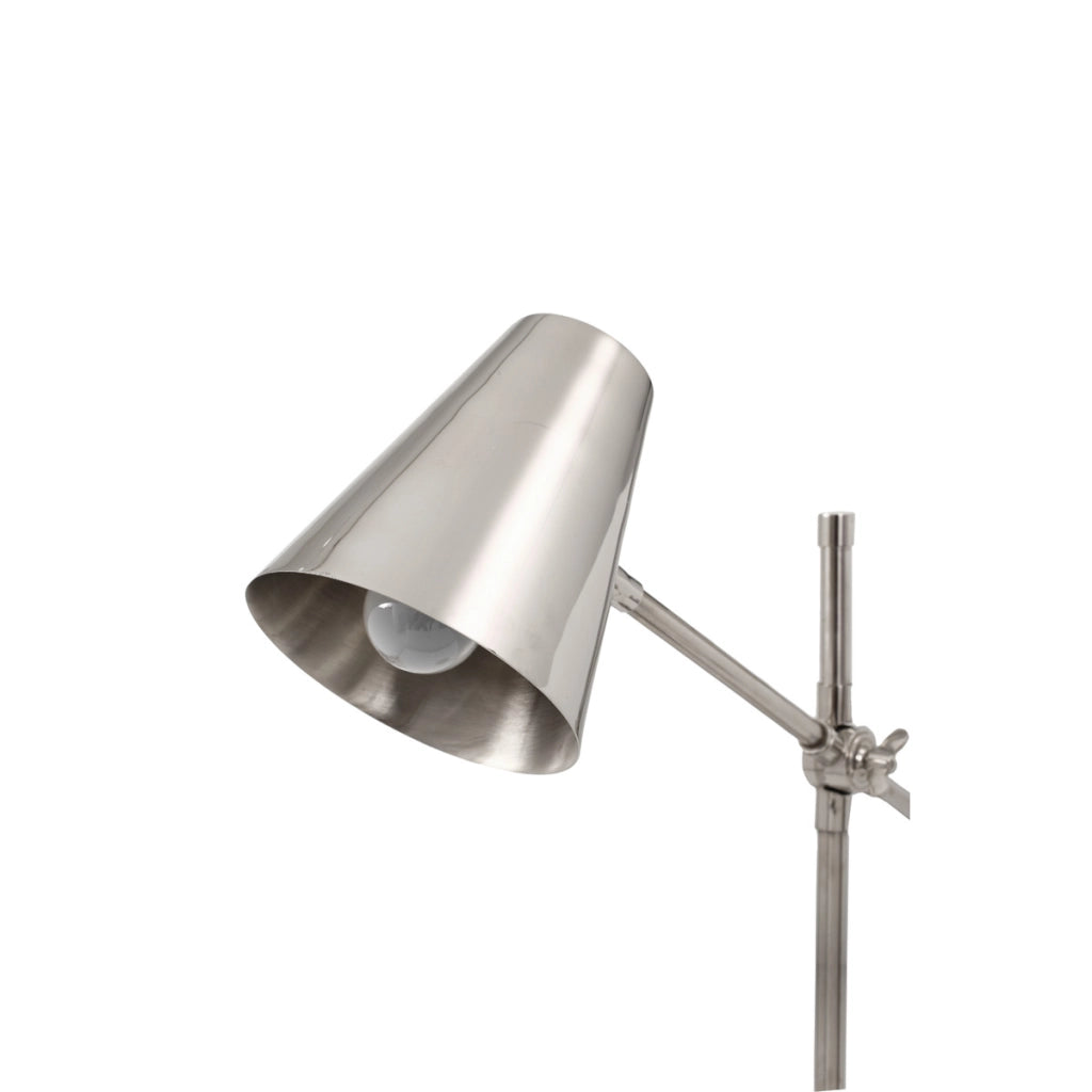 Lampada da tavolo Celeste in metallo argentato