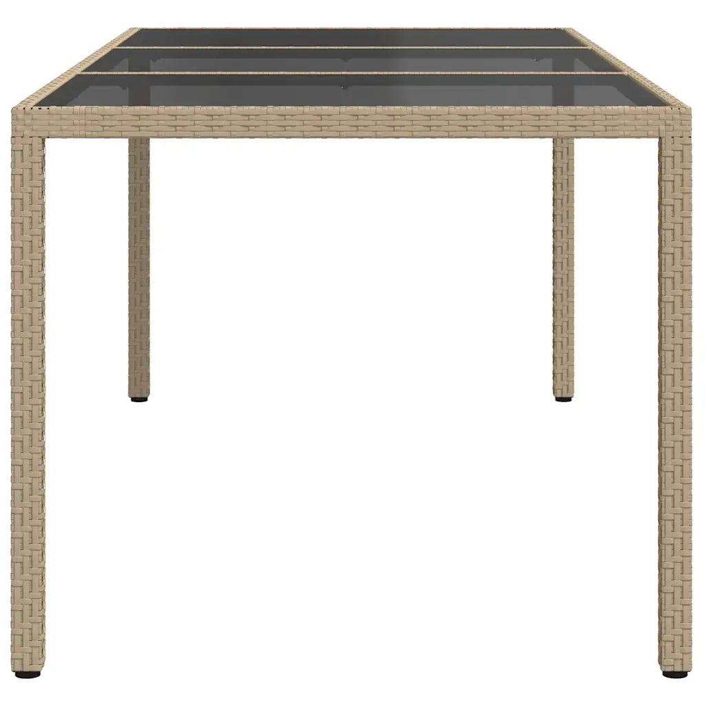Tavolo Giardino Beige 190x90x75 cm Vetro Temperato Polyrattan 316717