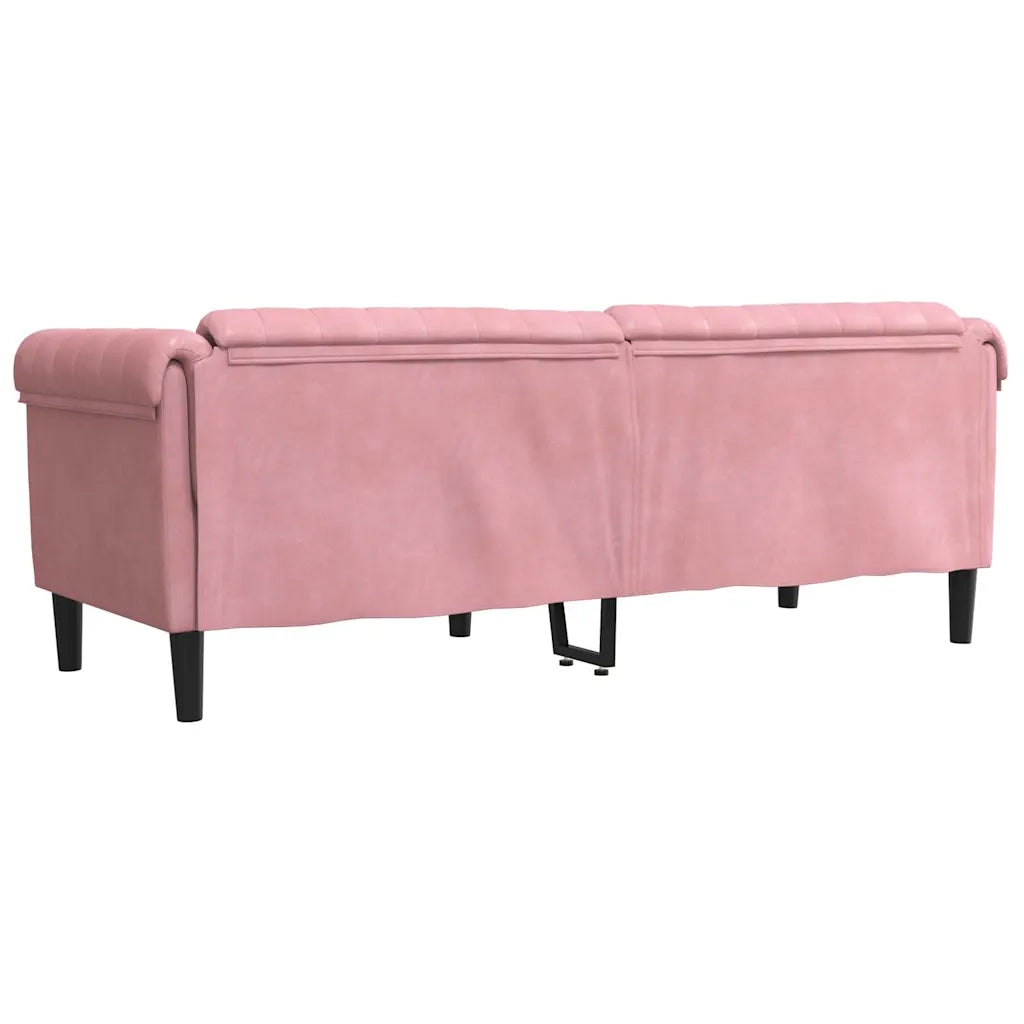 Divano a 3 Posti Rosa in Velluto 372588