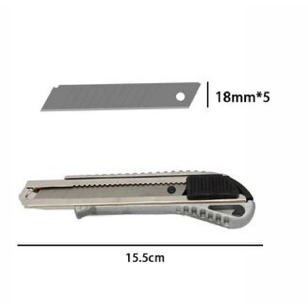 Trade Shop - Taglierino Cutter Professionale 15.5cm Con Fermo Blocco Guida Lame Da 18mm 71077 -