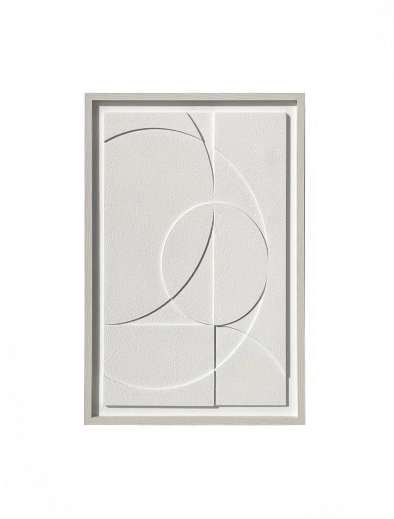 Quadro Hispanohogar in resina 3D con texture geometrica bianco 93x63x4
